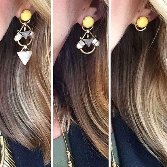 Stella & Dot | Sunshine Yellow+Gray🌞🐺⛅️Pavilion Chandelier Earrings [3in… - Picture 6 of 8
